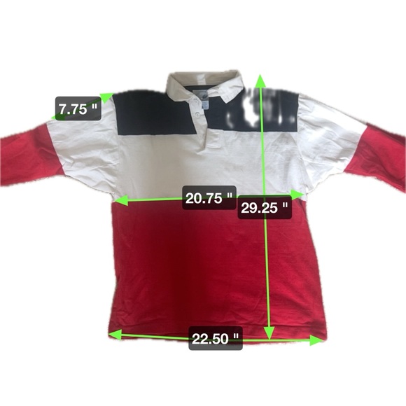 1990S LANDS' END RED, WHITE AND BLUE RUGBY SHIRT Size Medium - Picture 2 of 9